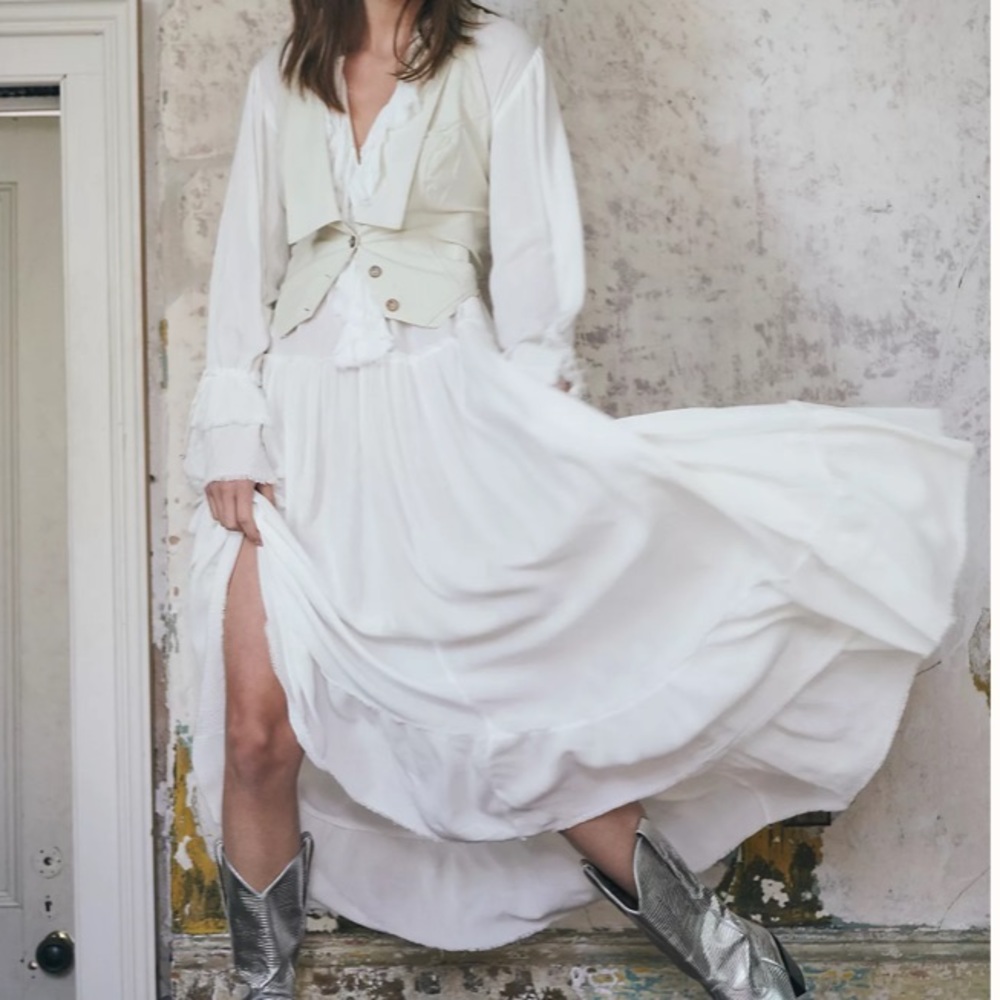 NWT Free People Sweet Darlin’ Maxi Dress, L, Ivory